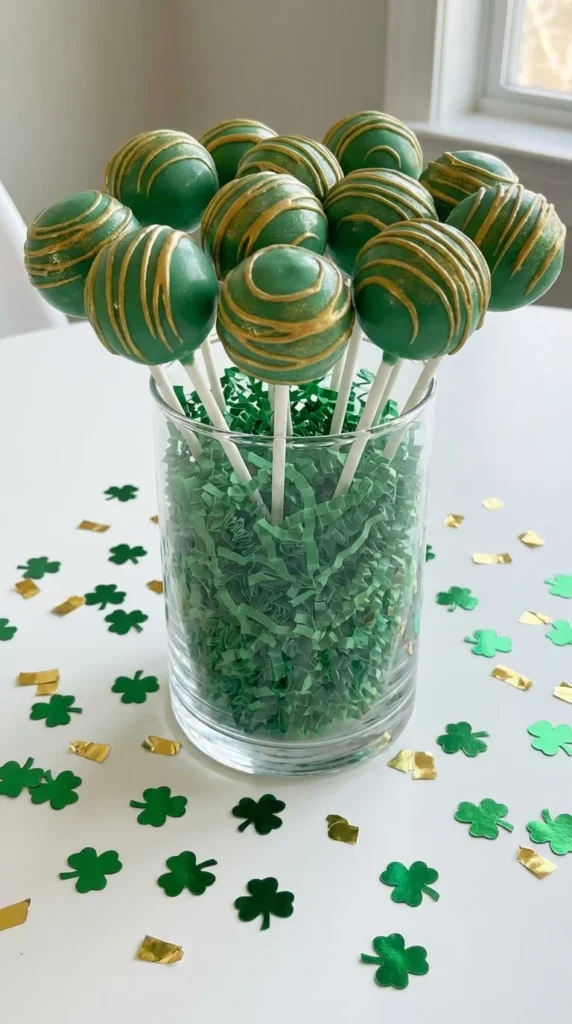 Green St. Patrick's Day cake pops