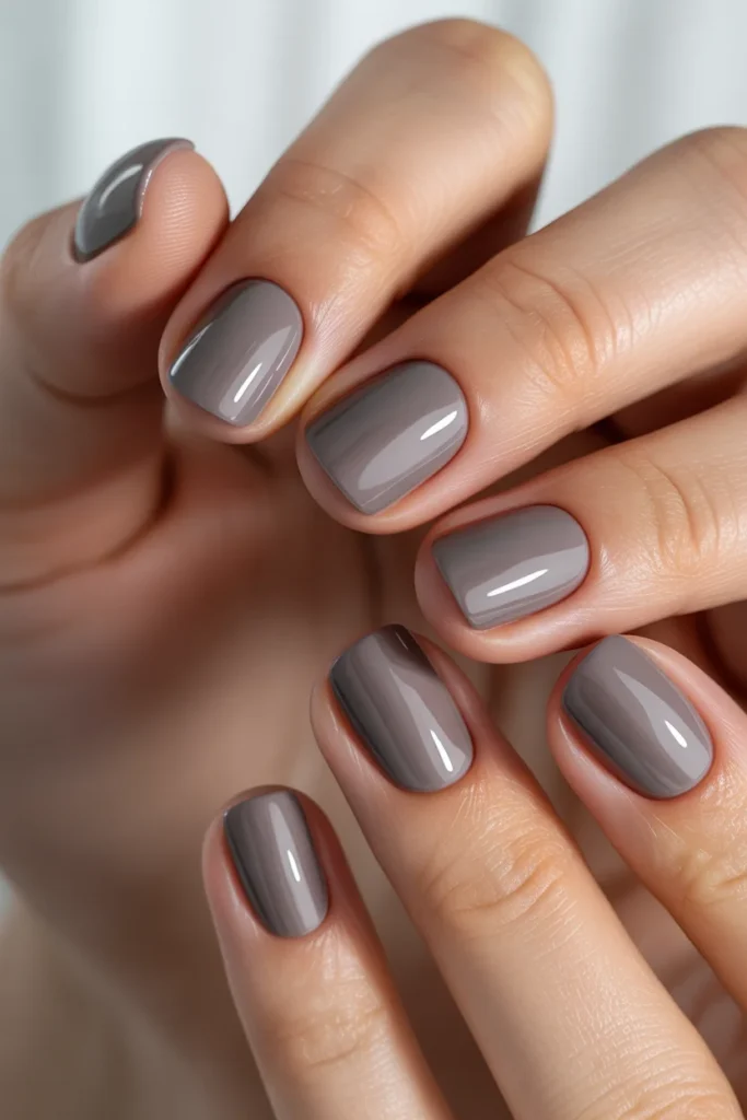 Greige neutral nails short