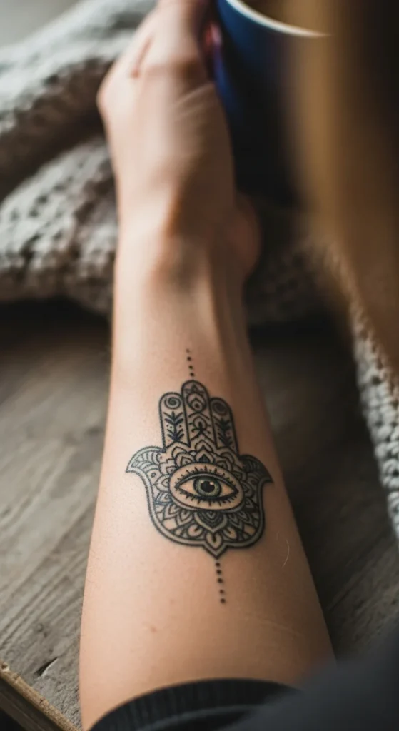 Hamsa third eye tattoo