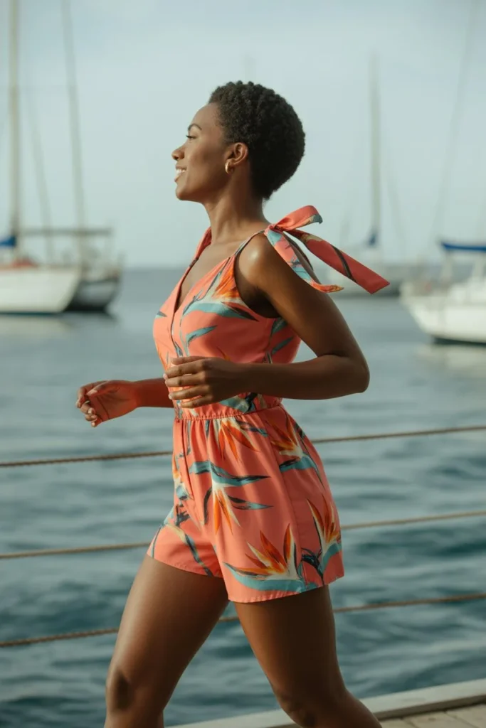 Hawaiian romper Black women