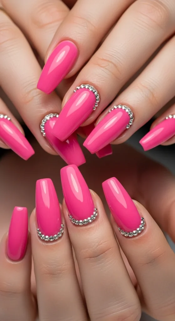 Hot pink coffin nails