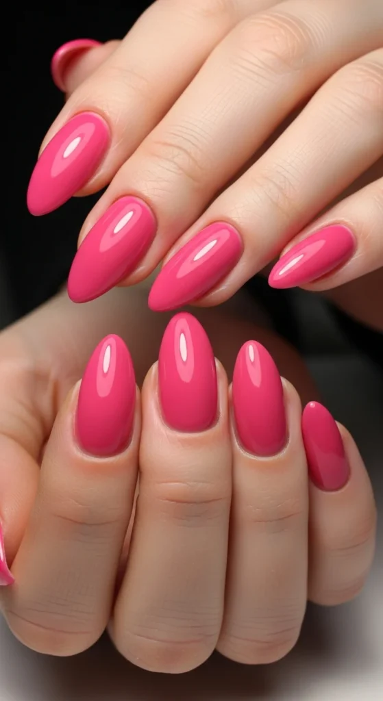 Hot pink gel nails