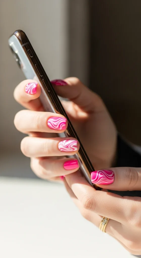 Hot pink nail art