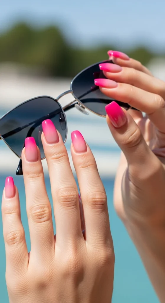 Hot pink ombre nails