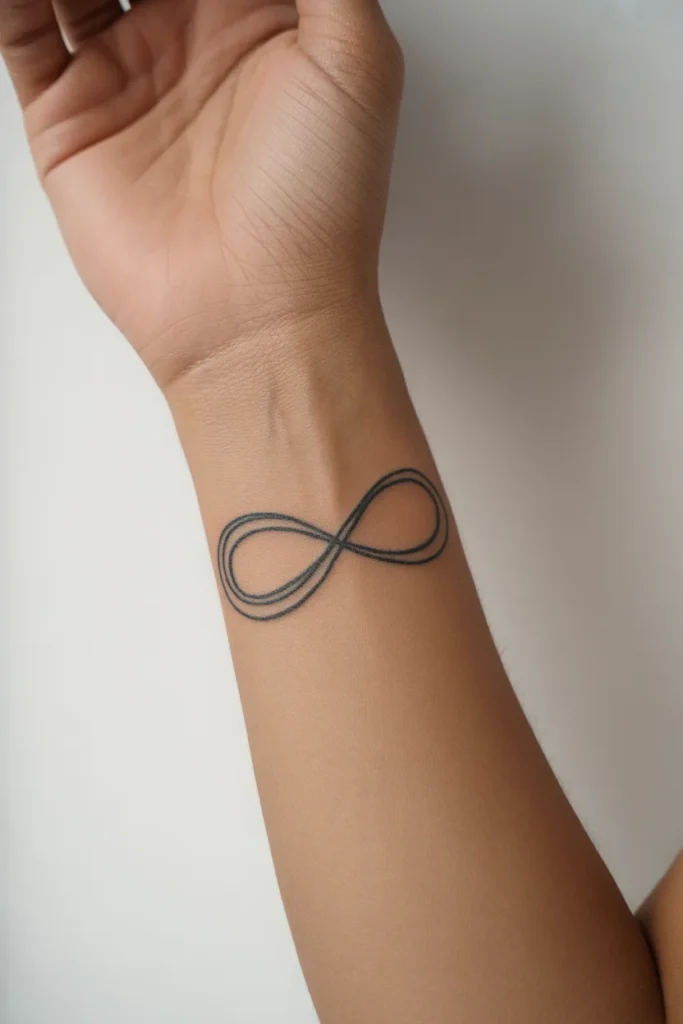 Infinity symbol wrist tattoo