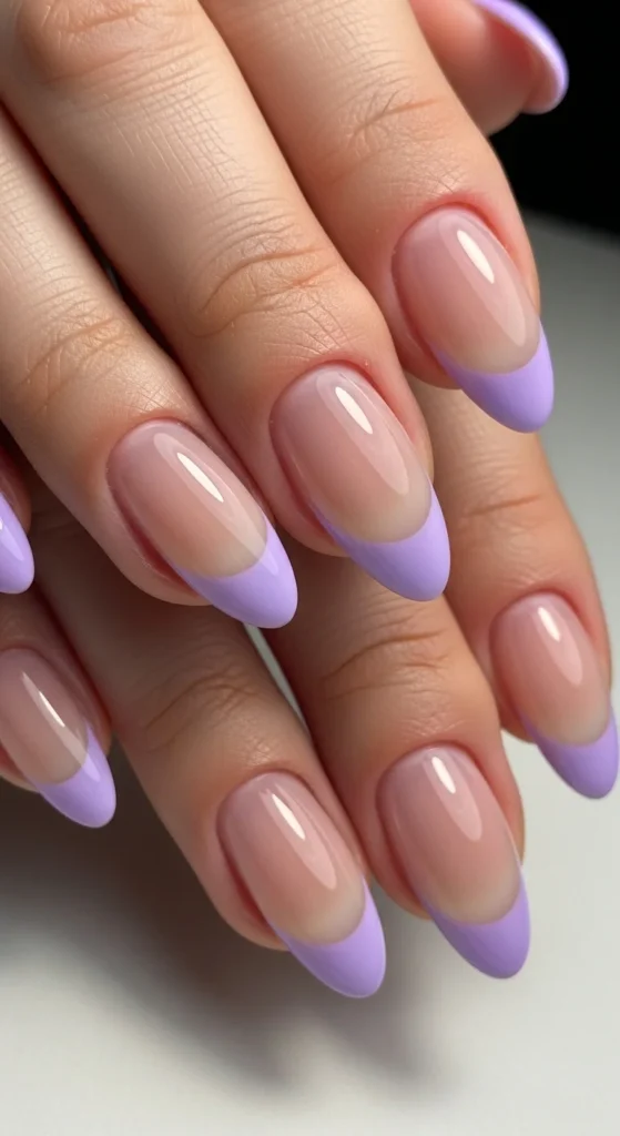 Lavender French tip nails