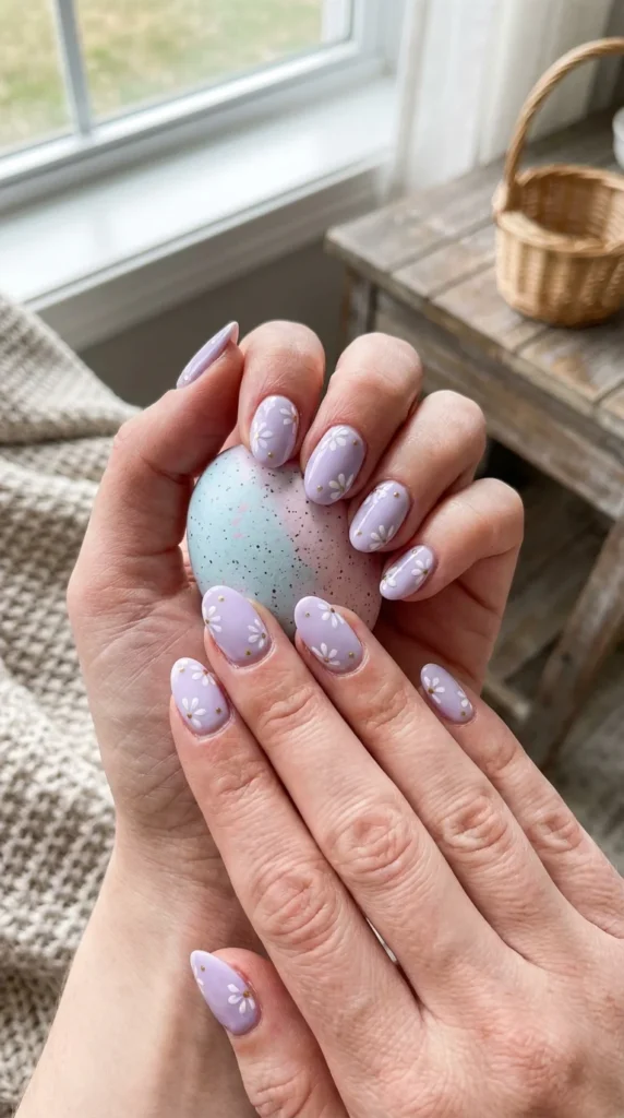 Lavender floral Easter nails