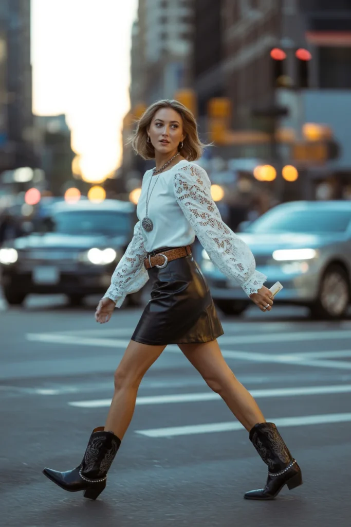 Leather lace western outfit