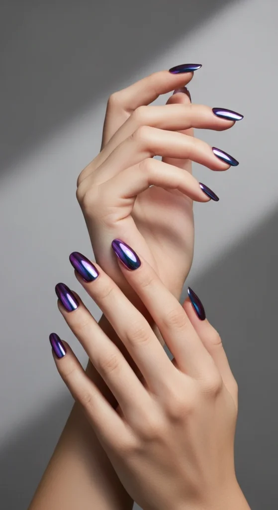 Lilac chrome nails
