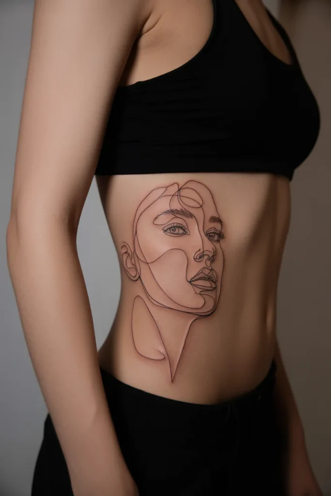 Line art side tattoo
