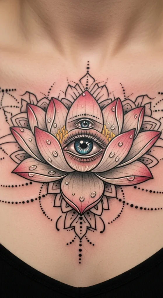 Lotus third eye tattoo
