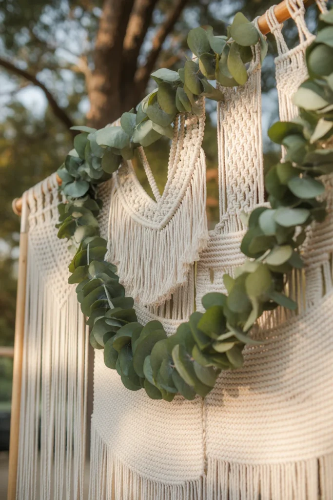 Macrame party decorations wall
