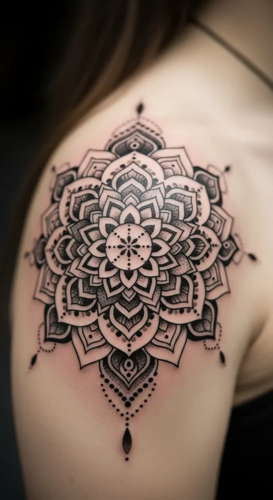 Mandala shoulder tattoo design
