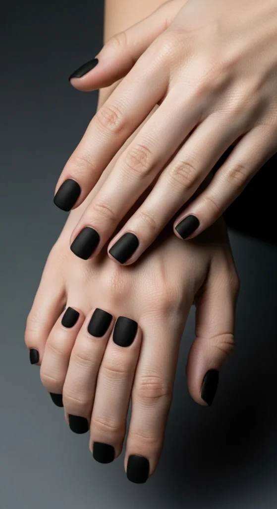 Matte black toe nails