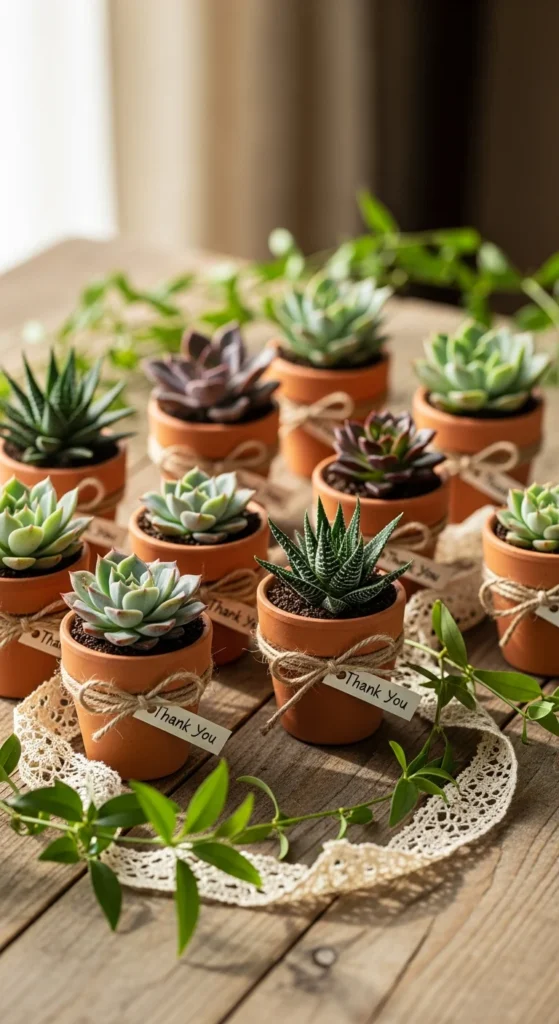 Mini succulent wedding favors