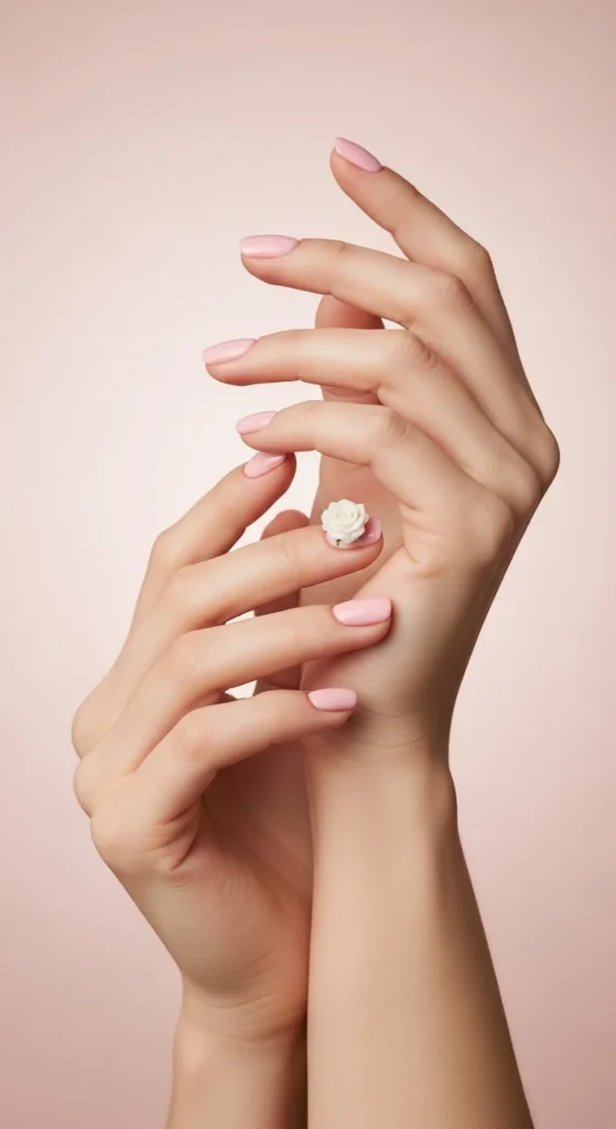 Minimalist baby pink rose nails