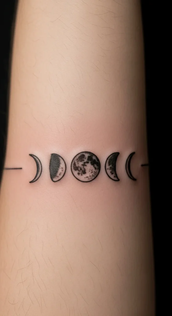 Minimalist first tattoo moon phases
