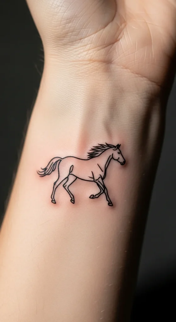 Minimalist horse tattoo wrist
