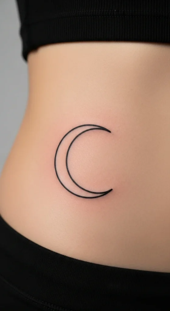Minimalist moon hip tattoo