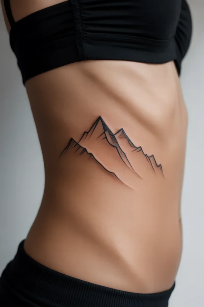 Rose side stomach tattoo