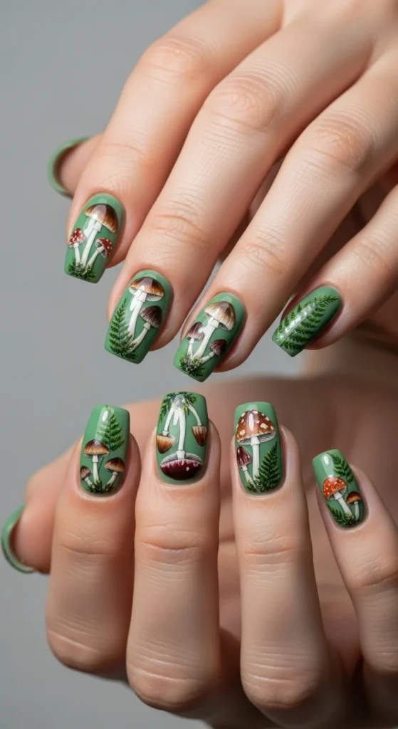 Mushroom hippie nails