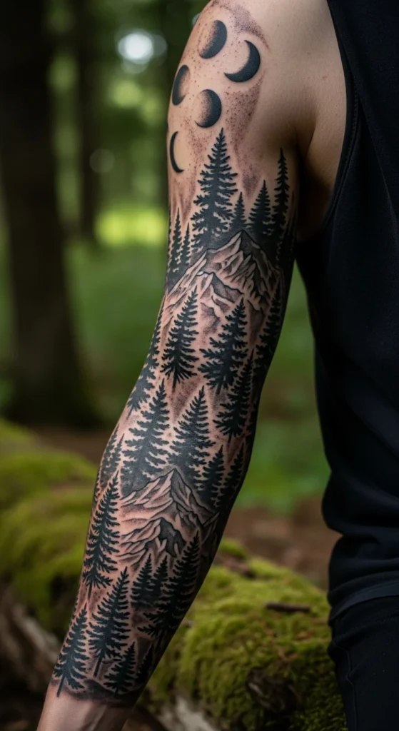 Nature forest sleeve tattoo