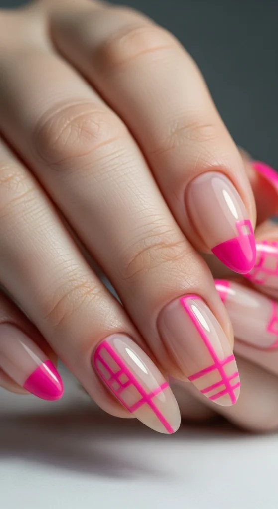Neon hot pink nails