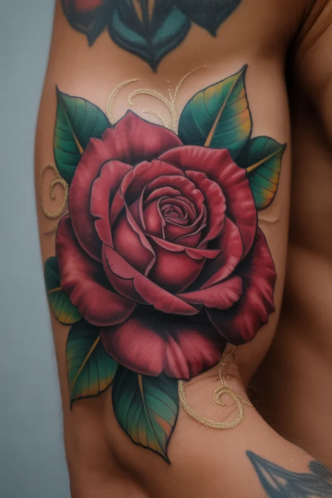 Neotraditional rose tattoo design