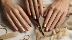 Neutral color short nails