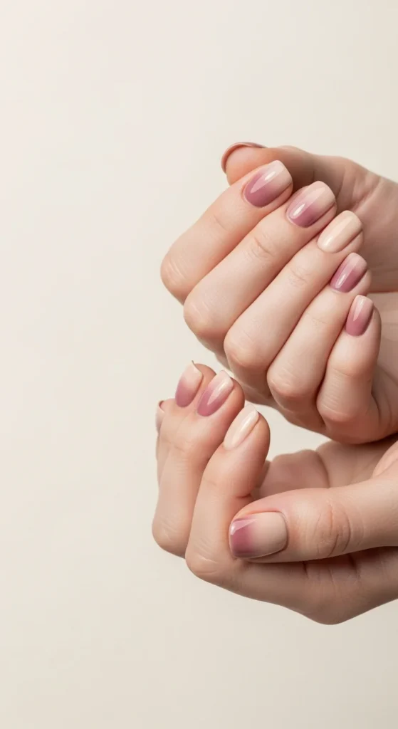 Nude ombre toe nails