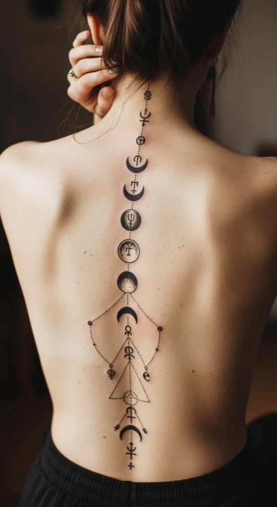 Occult spine tattoo design