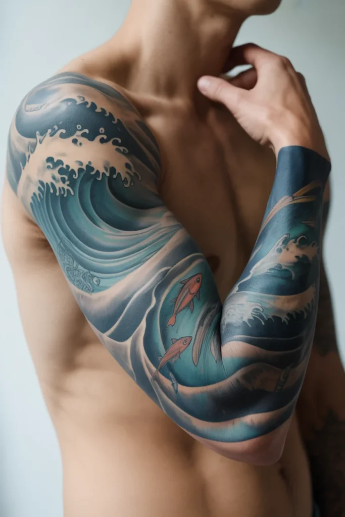 Ocean wave sleeve cover up
