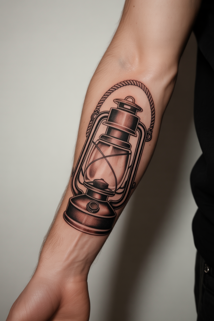 Oil Lantern with Nautical Elements Tattoo