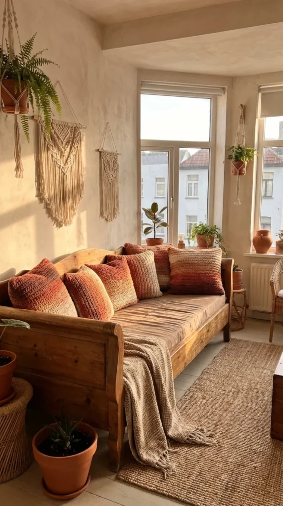 Ombré boho crochet cushions