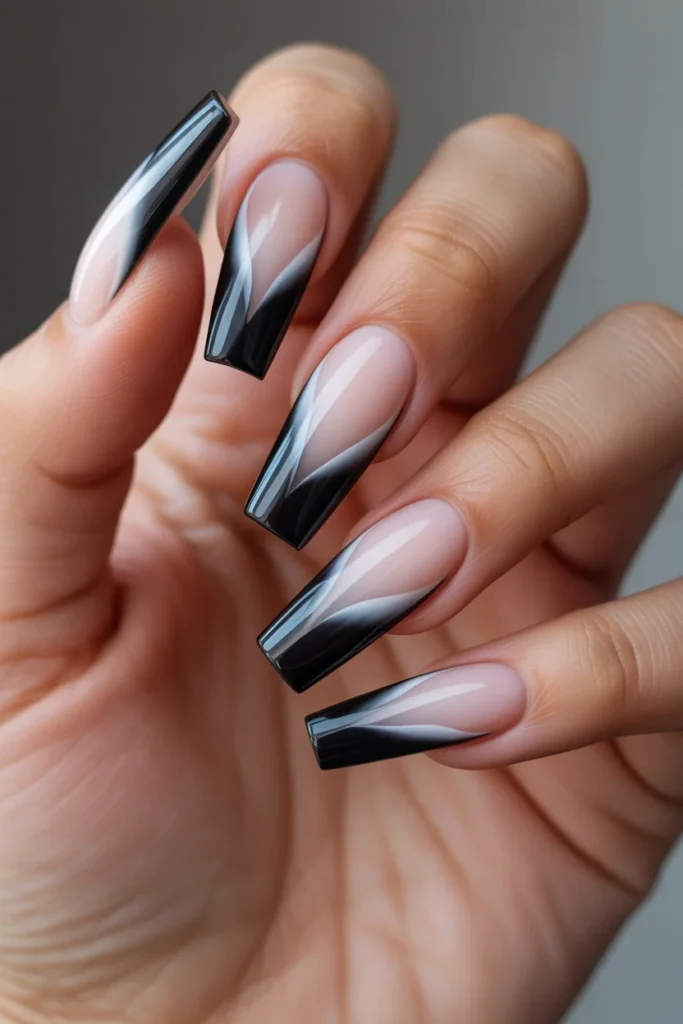 Ombre coffin nails negative space