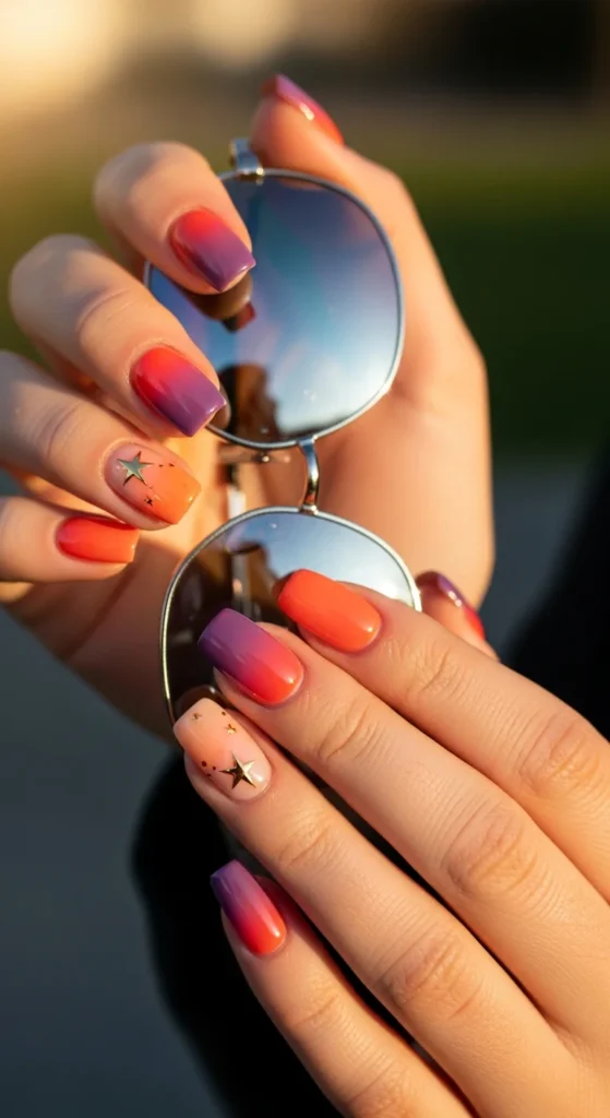 Ombre sunset nails