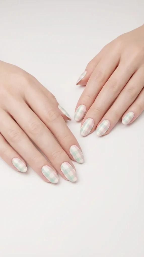 Pastel plaid Easter nail wraps