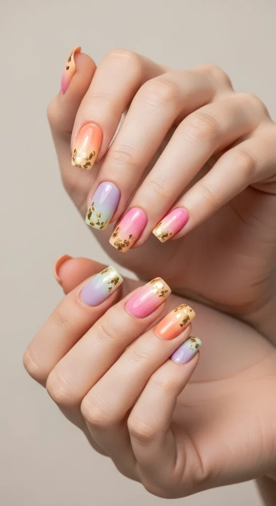 Pastel sunset gradient nails