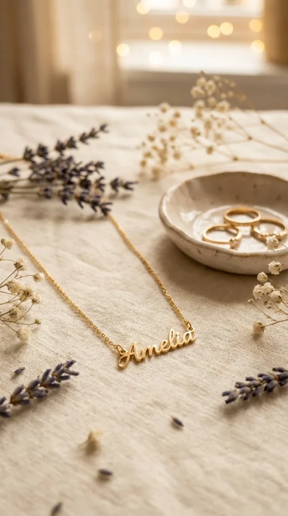 Personalized name necklace — bride-to-be gift ideas