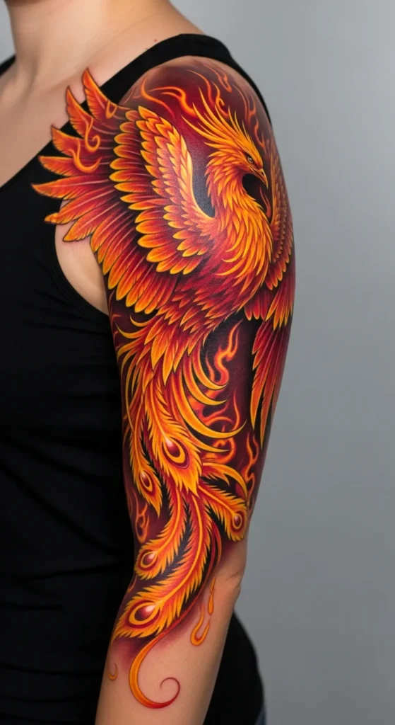 Phoenix shoulder tattoo design