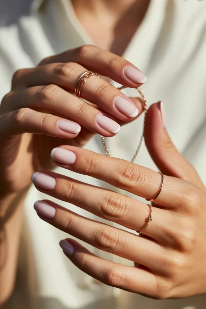 Pink neutral short nails