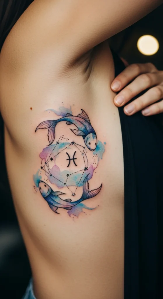 Pisces watercolor tattoo