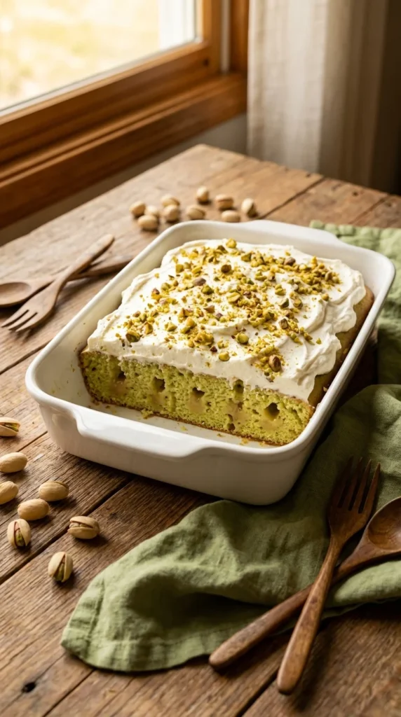 Pistachio poke cake St. Patrick's Day