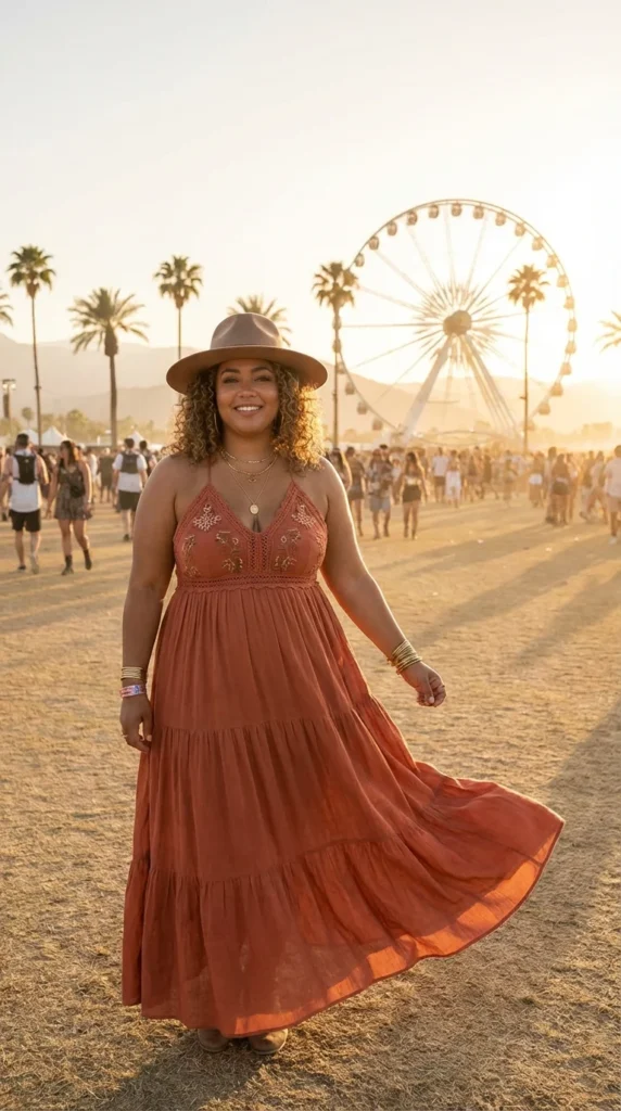 Plus size boho maxi dress Coachella
