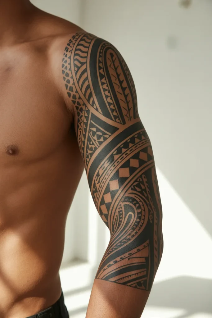 Polynesian tribal sleeve cover up