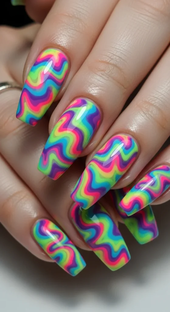 Psychedelic hippie nails