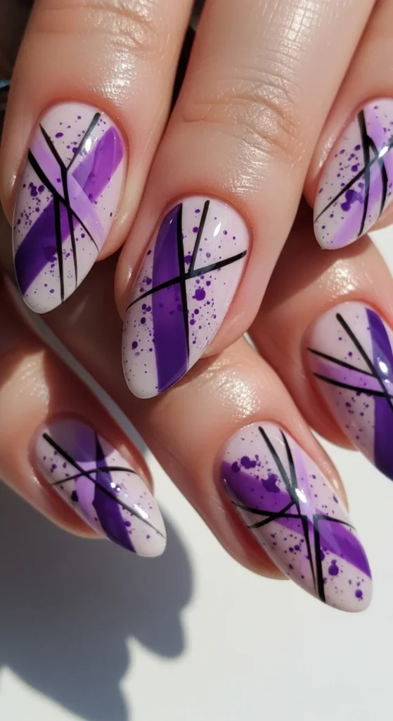 Purple abstract nail art