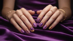 Purple and gold nail designs