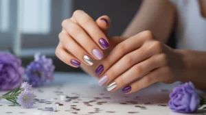 Purple and silver nail designs