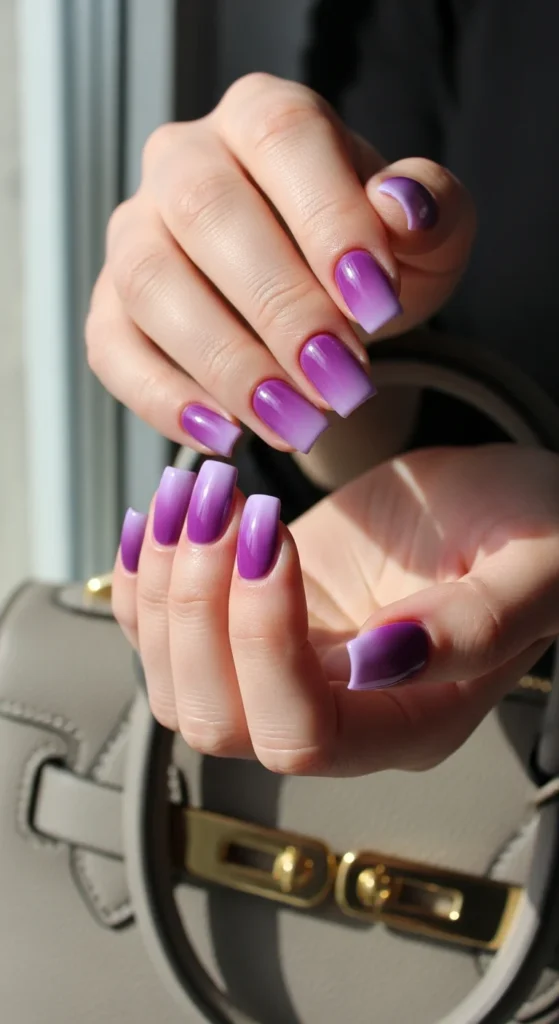 Purple gel gradient nails